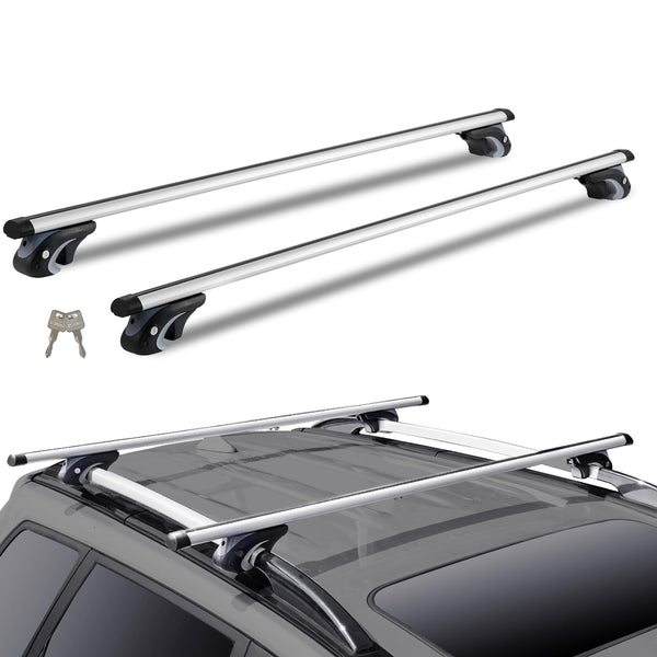 VEVOR Universal Roof Rack Cross Bars, Aluminum Roof Rack Crossbars, Fit Raised Side Rail with Gap, 90KG Load Capacity, Adjustable Crossbars with Locks, for SUVs, Sedans, and Vans