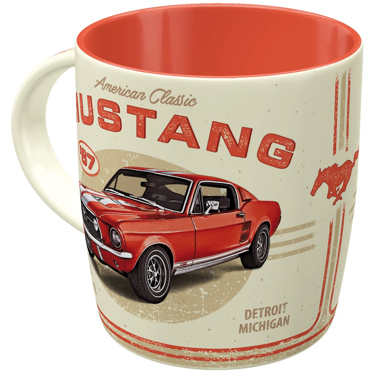 Nostalgic-Art Retro Coffee Mug 330ml Ford Mustang - GT 1967 Red - Gift Idea for Ford Accessories Fans Original Licensed Product (OLP) Ceramic Mug Vintage Design