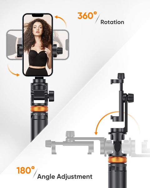 Newest 62" Phone Tripod - Tripod for iPhone & Selfie Stick with Remote, Extendable Phone Tripod stand for Filming,Travel, Solidest Smartphone Stick Compatible with iPhone and Android