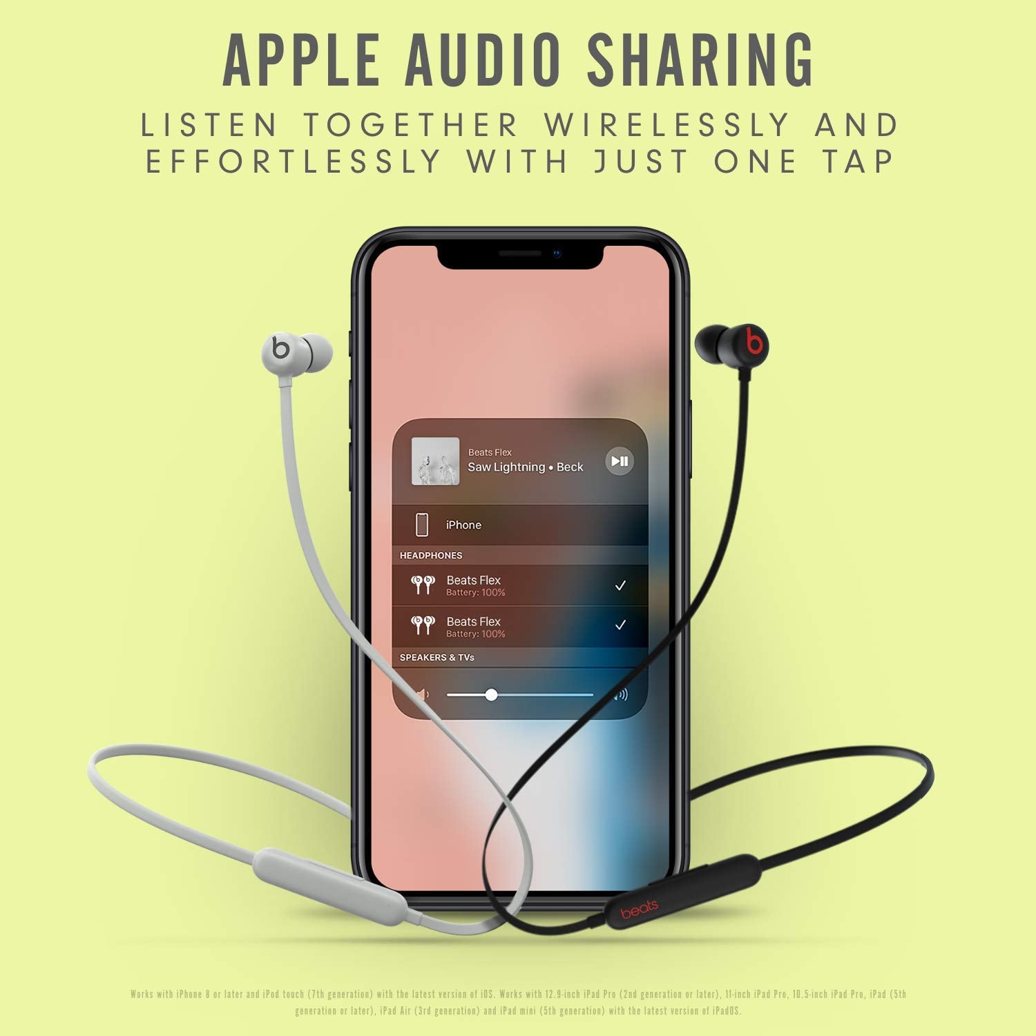 Beats Flex Wireless Earphones – Apple W1 Headphone Chip, Magnetic Earbuds, Class 1 Bluetooth, 12 Hours of Listening Time, Built-in Microphone - Smoke Grey