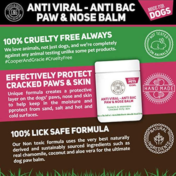 Dog Paw And Nose Balm 100ml - Instantly Soothe Cracked Itchy Skin and Paws - Anti-fungal Cruelty Free Formula - Best Grooming For Dogs