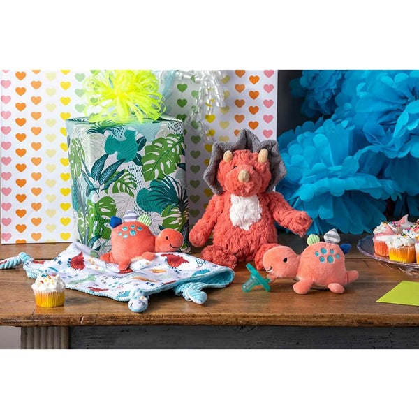 Mary Meyer Pebblesaurus Stuffed Animal Security Blanket, 33 x 33-Centimetres, Coral Dinosaur