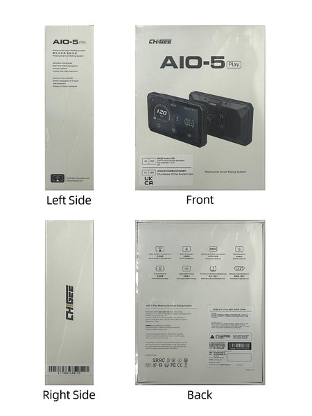 AIO-5 Lite Motorcycle Carplay Android Auto GPS Navigation System, BSD, STARVIS HDR 5" LCD, 60FPS,5G Wi-Fi BT, IP67 Waterproof, Support Siri Google Assistant, 24H Parking Mode, Dedicated App