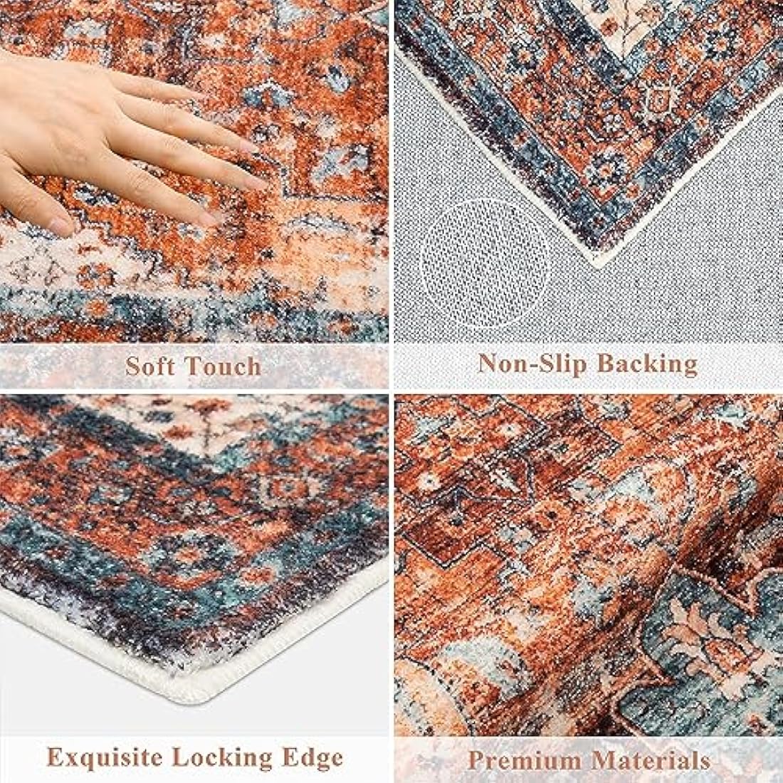 SHACOS Extra Long Runner Rugs for Hallway 60 x 300 cm Non Slip Vintage Hall Runners Narrow Rugs Washable Boho Carpet Runners for Hallway Entryway Kitchen, Red