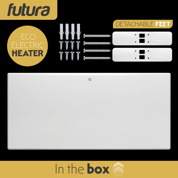 Futura 2000W Grey Electric Radiator Heaters for Home, Bathroom Safe Electric Heater Setback Timer Lot 20 & Advanced Thermostat Control Wall Mounted or Floor Standing Low Energy Panel Heater