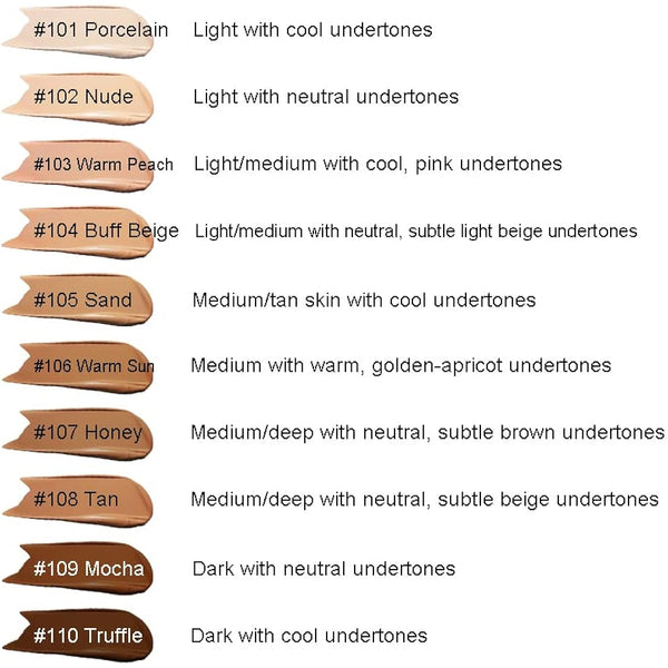ABRUS® - Phoera Foundation Makeup, Full Coverage, Soft Matte Oil Control Concealer, Liquid Foundation, Long Lasting 24HR Waterproof and Blendable 30ml (103 Warm Peach)