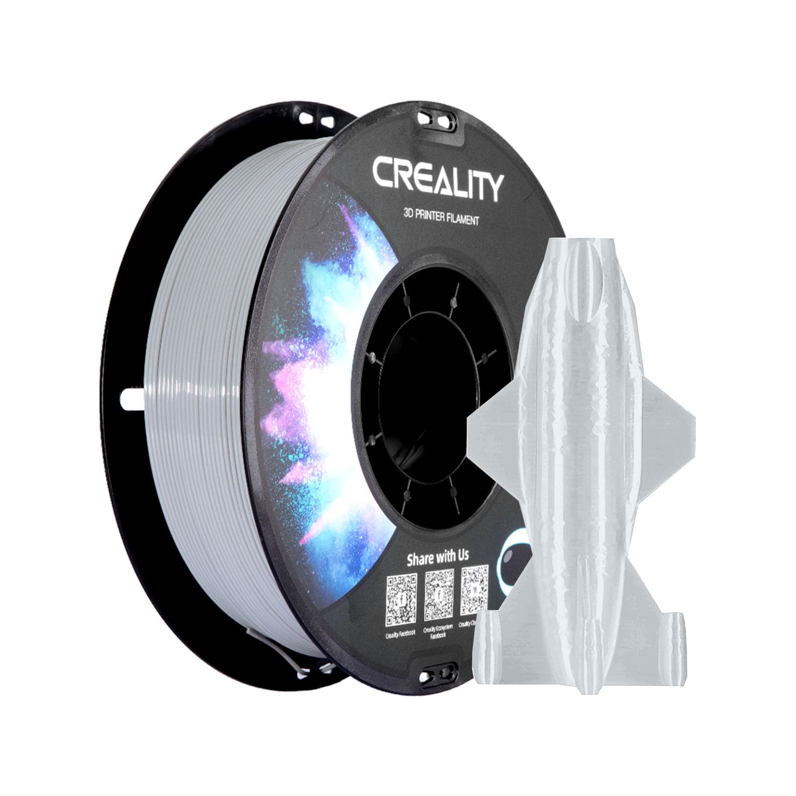 Creality CR-PETG PLA Filament 1.75mm 3D Printing Filament 4 KG, Excellent Toughness High Precision, Odorless Non-Toxic Moistureproof, 1kg(2.2lbs) Glossy for 3D Printer (Black+White+Red+Blue)*1KG
