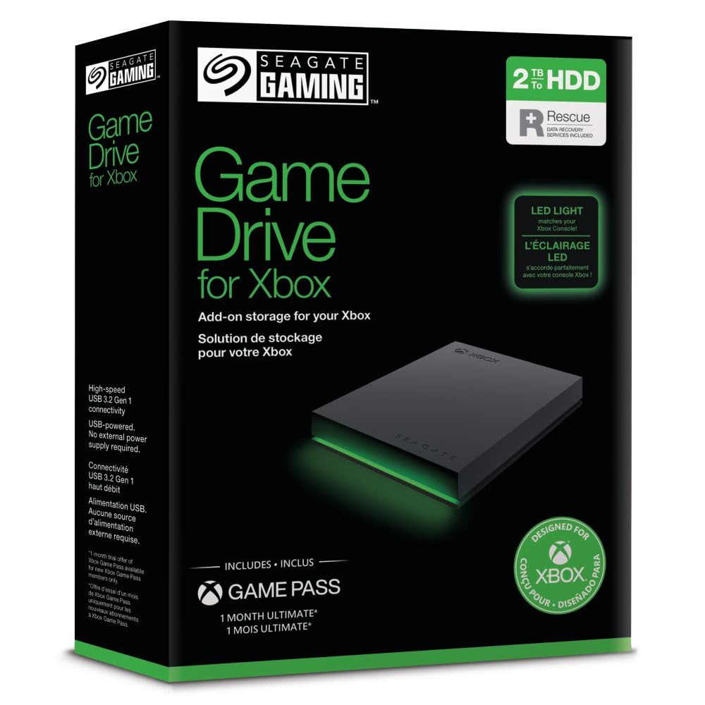 Seagate Game Drive for PS4/PS5 5TB, External HDD, USB 3.0, Officially Licensed, Blue LED, incl 2 weeks Playstation+ (STLV5000202)