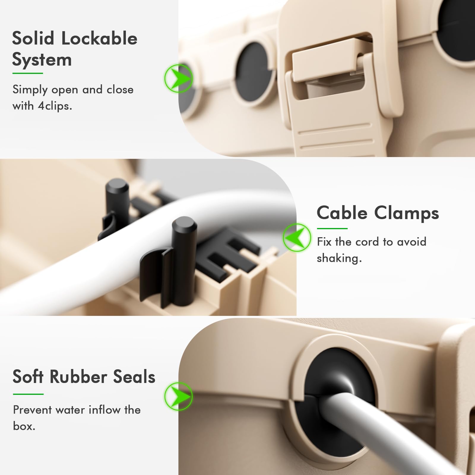 RESTMO Extra Large Waterproof Electrical Box, IP54 Weatherproof Outdoor Outlet Cover, Protect Outlet, Plug, Timer, Power Strip (Not Included), Holiday Light Decoration, 32 x 22 x 13 cm, Black