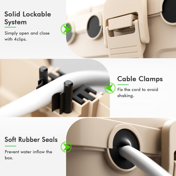 RESTMO Extra Large Waterproof Electrical Box, IP54 Weatherproof Outdoor Outlet Cover, Protect Outlet, Plug, Timer, Power Strip (Not Included), Holiday Light Decoration, 32 x 22 x 13 cm, Black