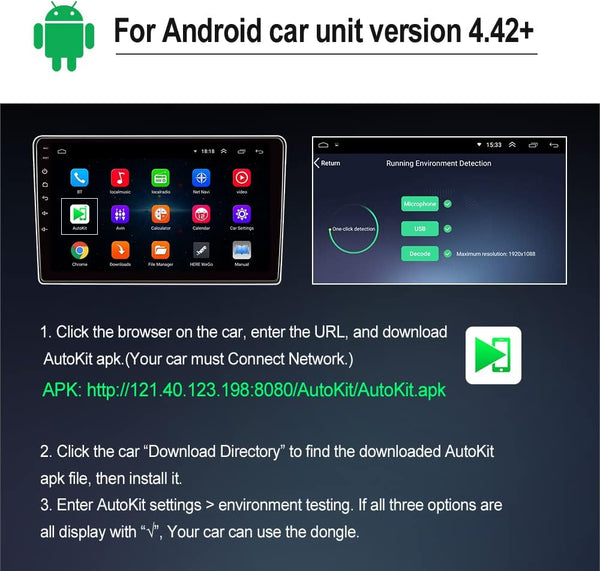 Carlinkit Wired CarPlay/ Android Auto Adapter for Radio Car, Need to install Autokit APK in the Car Radio, Support MirrorScreen/Online Upgrade, Black
