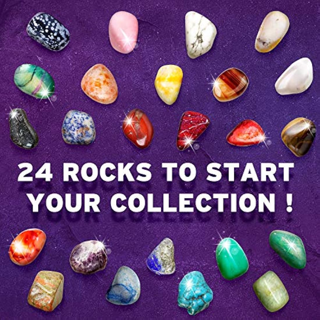 Dr. Daz New Gemstone Collection Rock Mineral Gem Kit for Kids Education Gift for Birthday Party Classroom, Stone Educational Sheet Incldued