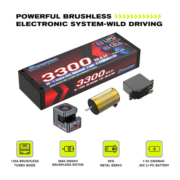 AMORIL 1/10 RTR Brushless Fast RC Cars for Adults,Max 50mph Hobby Electric Off-Road Monster Truck,Waterproof High Speed RC Car 4WD Remote Control Car with 3S Lipo,Green