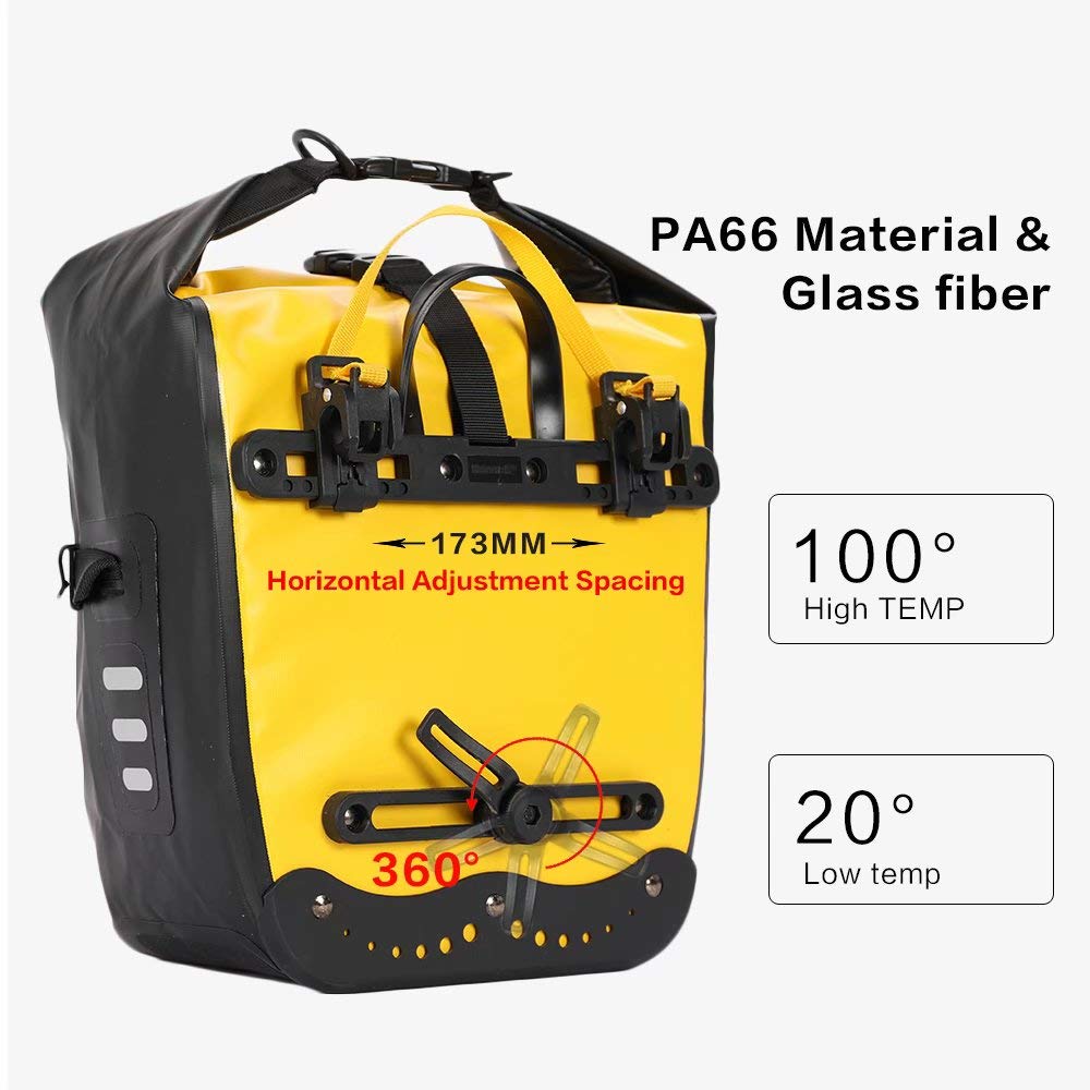 Rhinowalk Bike Bag Waterproof Bicycle Pannier Rear Seat Bag for Cycling Bicycling Traveling Riding, Yellow