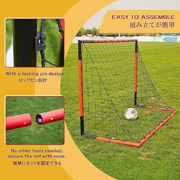 Football Goals Set of 2-KAIHAOWIN Metal Football Goal Frame with All Weather Net for Adult-Quick Assembly Durable Sports Goals for Backyard Indoor/Outdoor Heavy Duty-6'x4'
