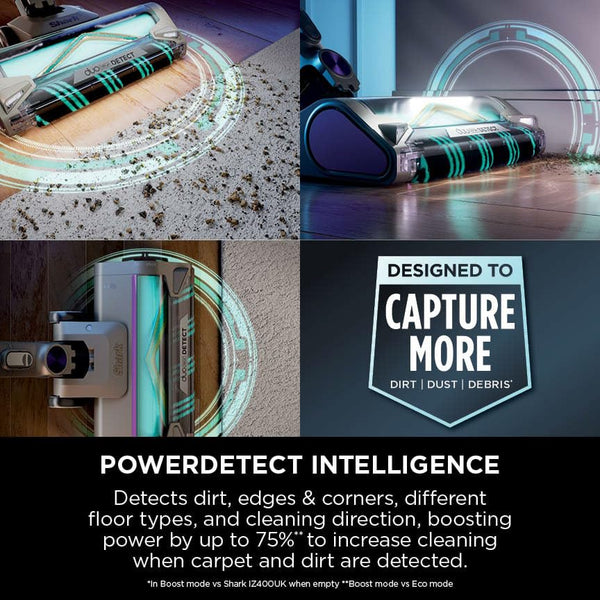 Shark PowerDetect Cordless Vacuum Cleaner, DuoClean Detect, Reverse Clean, Anti Hair Wrap Plus, Lightweight, 70 Min Runtime, Pet, Crevice & Multi-Surface Tools, Flexible, Handheld Mode, Grey IP1251UKT