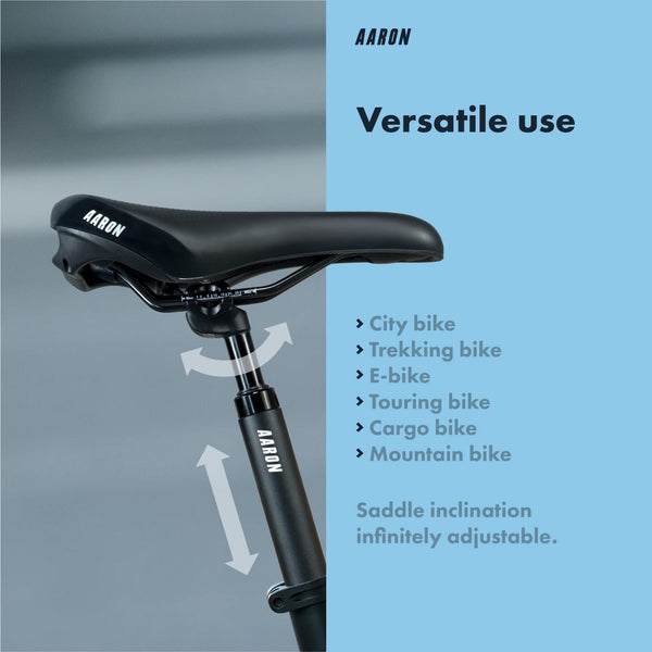 AARON - Spring Suspension Bike Seat Post - Aluminum Saddle Seatpost for E Bicycle, MTB, Trekking Bikes, City Bikes - 27.2mm Diameter, 13.8" (350mm)