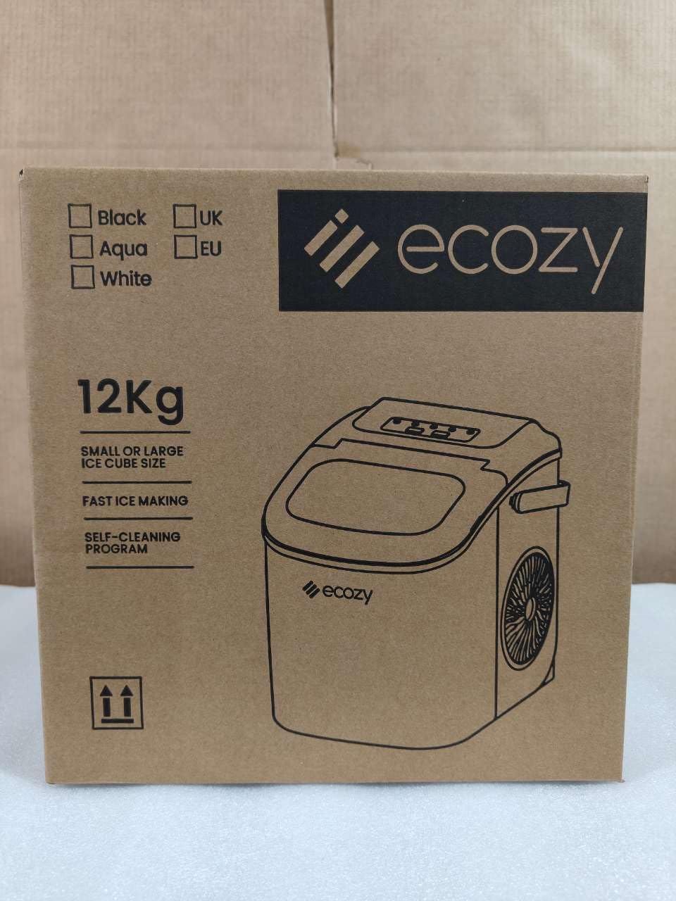 ecozy Ice Maker Machine, Portable Ice Machine, 9 Ice Cubes in 6 Mins, 12KG in 24Hrs, 2 Sizes of Ice, Self-Cleaning Ice Cube Maker, Countertop Ice Maker for Home/Office/Kitchen/Bar