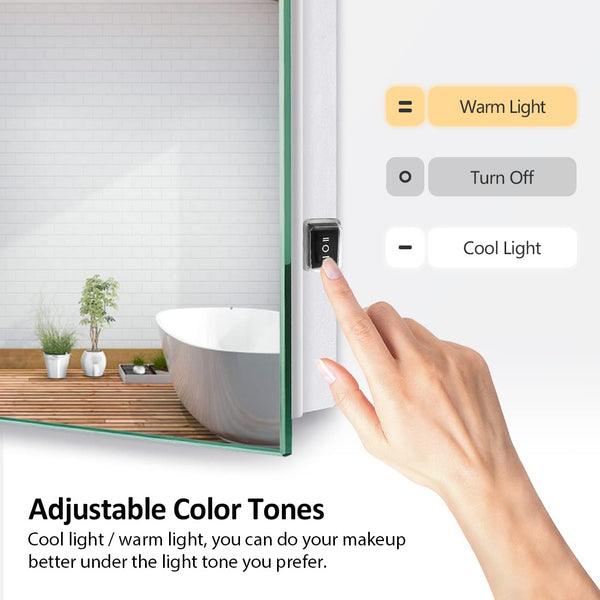 EMKE LED Small Bathroom Mirror 50x60cm, Wall Mounted Bathroom/Bedroom Vanity Mirror with LED Lights | Demister Pad, Easy Control Smart Mirror