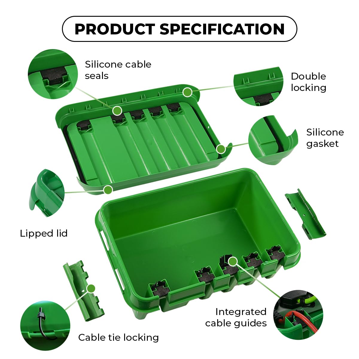 DRiBOX – Large IP55 Weatherproof Outdoor Electrical Connection Box 40 x 31 x 14.5cm – Power Cord Enclosure for Christmas Lights, Timers, Extension Cables, Leads, Reels, Transformers (Large, Black)