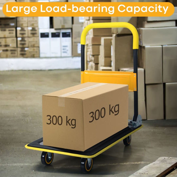 COSTWAY 150kg/300kg Folding Platform Trolley, Heavy Duty Hand Sack Truck with Handle & Bumper Strips, Rolling Flatbed Cart Dolly for Easy Transportation and Heavy Lifting (73x49x83cm, 150kg Capacity)