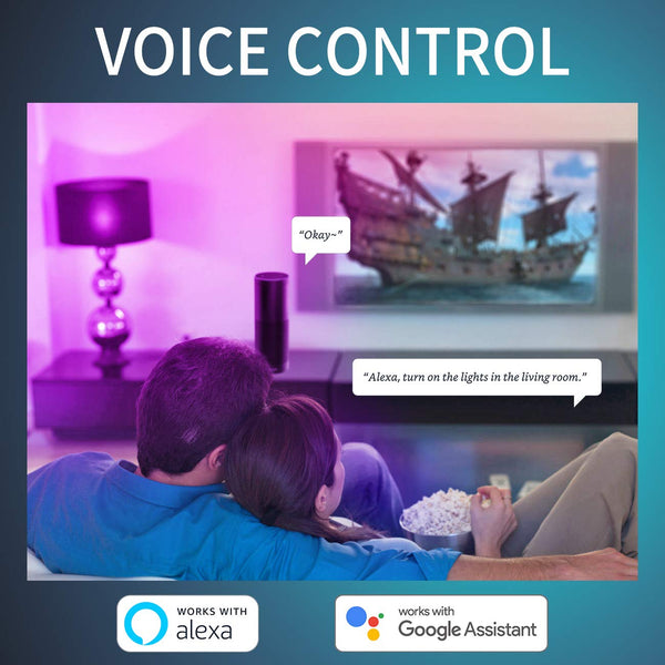 ANWIO Smart BR30 E27 LED Light Bulb,8.5W Equivalent 60W, RGB 16 Million Colour, Compatible with Alexa and Google Assistant,WiFi Blueooth Control for