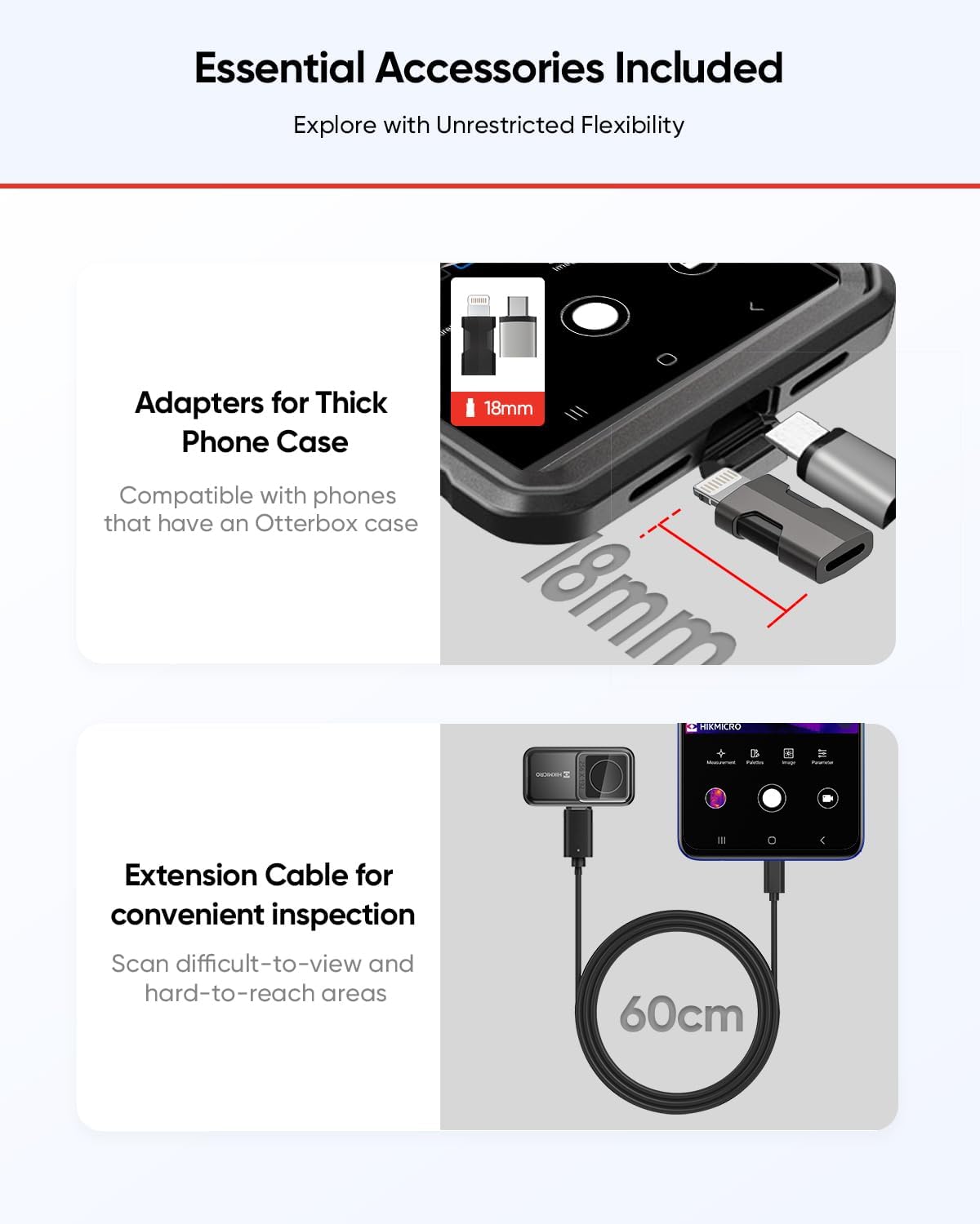 HIKMICRO MiniE Thermal Camera Android/iOS, 192×192 SuperIR Thermal Imaging Camera, 96×96 IR Resolution, No Battery, for Phone/Tablet,USB-C/Lightning Port,Support iPhone 15/16