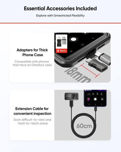 HIKMICRO MiniE Thermal Camera Android/iOS, 192×192 SuperIR Thermal Imaging Camera, 96×96 IR Resolution, No Battery, for Phone/Tablet,USB-C/Lightning Port,Support iPhone 15/16