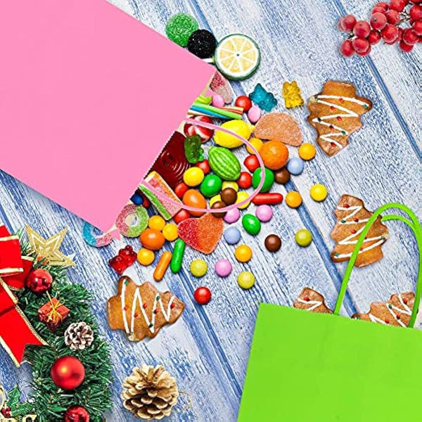 30 Pieces Paper Party Bags Candy Gift Bags Toy Goody Sweet Bags with Handles,Kraft Bags or Kids Party, Celebrations, Baby Shower, Birthday, Halloween, Christmas