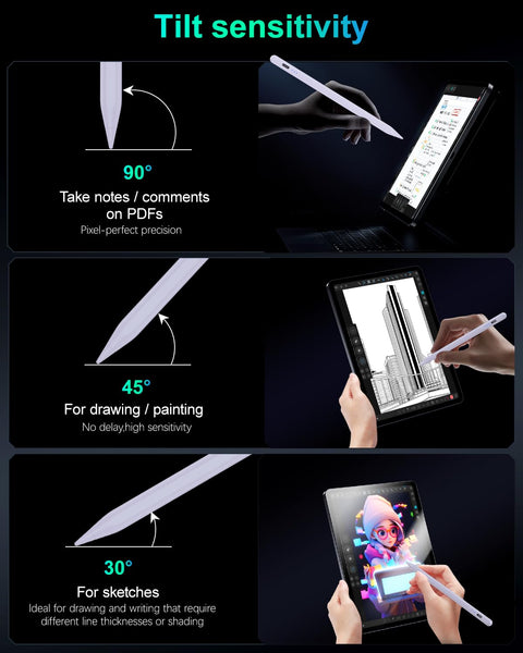 Variglas Pencil for iPad - 2018-2025 15 Minutes Fast Charging, Palm Rejection,Tilt Sensitivity, Stylus Pen Compatible with iPad Pro 11"/12.9"/13", 11/10/9/8/7/6th Gen, Air 3-6, Mini 5/6