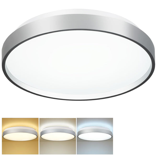 DINGLILIGHTING 24W Modern LED Flush Mount Ceiling Light, 13 Inch Silver Low Profile Light Fixture, Thin Round Close to Ceiling Lights for Kitchen