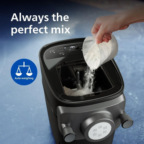 Philips 7000 Series Pasta Maker - ProExtrude Technology, Auto-Weighing, 8 Shaping Discs, Perfect Dough, Easy Clean, Up to 8 Portions, Black (HR2665/93)