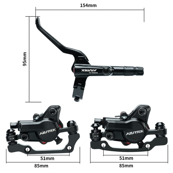 RUJOI Bike Disc Brake Kit, Hydraulic Disc Brake Set with Aluminum Oil Pressure Caliper and Full Aluminum Alloy Bicycle Brake Lever, 2 pcs 160mm Rotor,