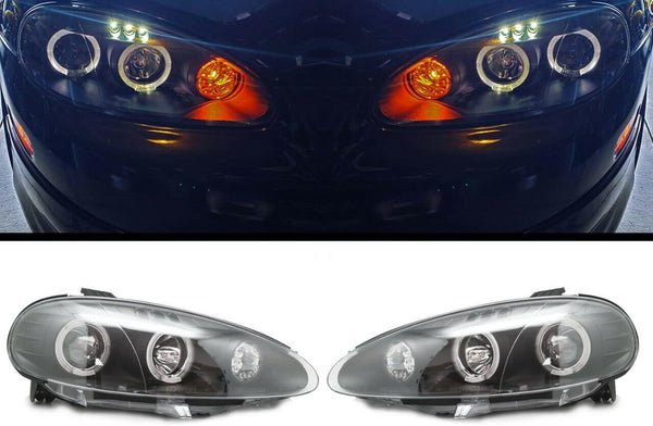 GAZOZ PERFORMANCE Projector Headlights For 2001-2005 MX-5 w/LED Halo-Black/Chrome
