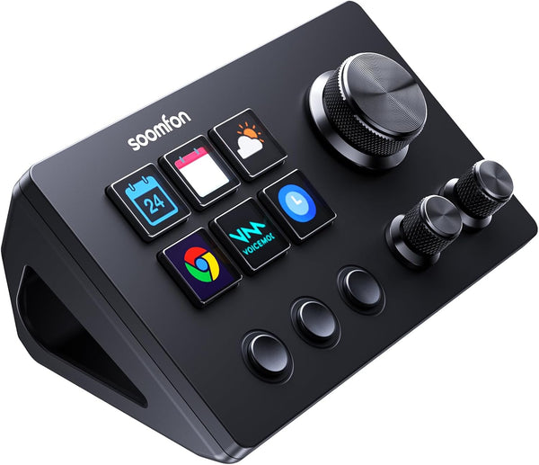 SOOMFON Stream Controller SE Deck with 6 Macro Keys and Dashboard, Customizable LCD Buttons Support Trigger Actions in OBS, Twitch, YouTube for Content Creators Streaming, Compatible with PC and Mac