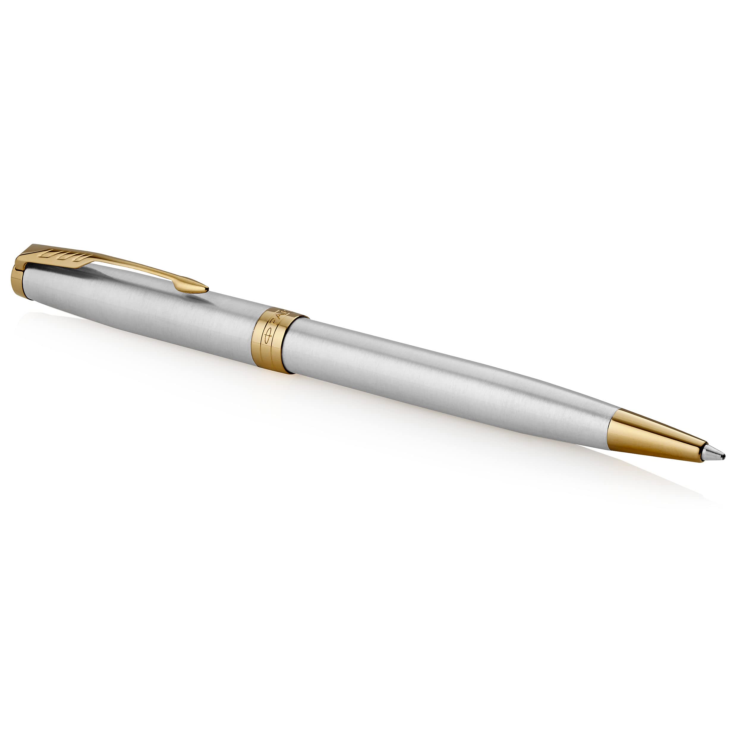 Parker Sonnet Ballpoint Pen | Stainless Steel with Gold Trim | Medium Point | Handwriting Pens & Stationery Supplies | Black Ink | Gift Box
