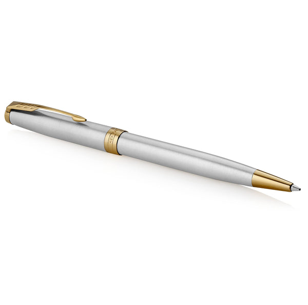 Parker Sonnet Ballpoint Pen | Stainless Steel with Gold Trim | Medium Point | Handwriting Pens & Stationery Supplies | Black Ink | Gift Box