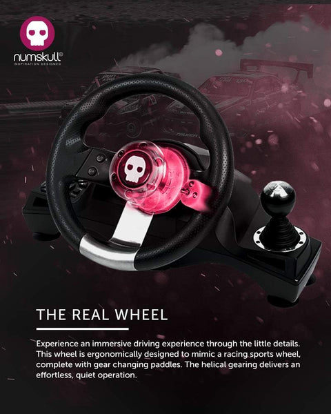 Numskull Next-Gen Pro Racing Wheel with Pedals and Shifter - Compatible with Xbox Series X|S, Xbox One, PS4, Nintendo Switch and PC - Realistic Steering Wheel Controller Accessory