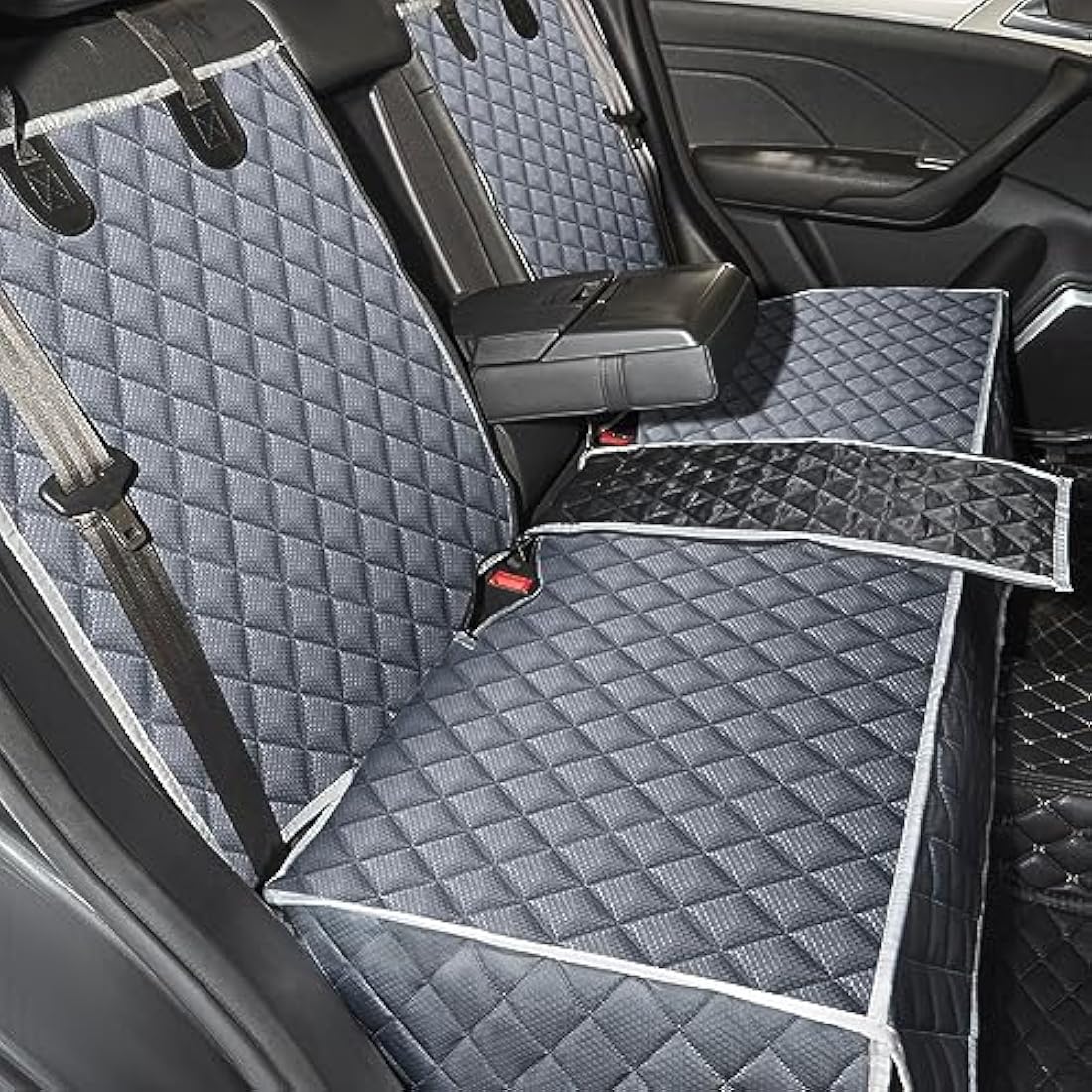 ANOSOSPECIAL Grey Dog Car Seat Cover for Back Seat,Non-Stick Fur,Pet-Friendly and Waterproof - Universal Fit Interior Protector for Auto, Van, SUV - Ideal for Kids and Pets（Large）