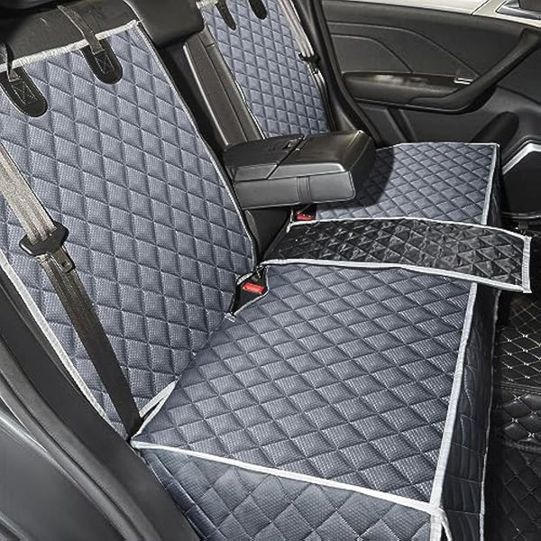 ANOSOSPECIAL Grey Dog Car Seat Cover for Back Seat,Non-Stick Fur,Pet-Friendly and Waterproof - Universal Fit Interior Protector for Auto, Van, SUV - Ideal for Kids and Pets（Large）