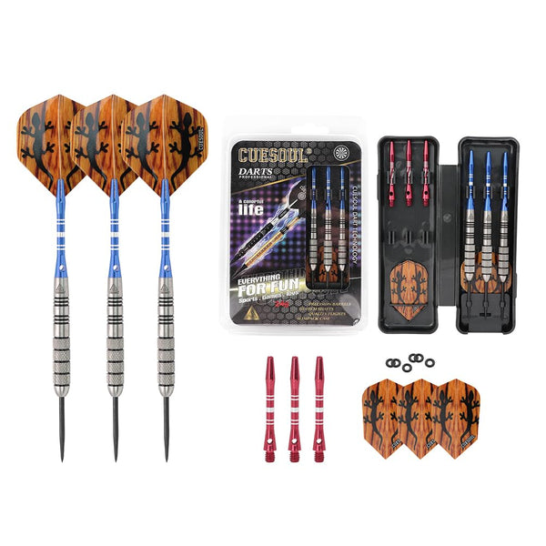 CUESOUL 90% Tungsten Steel Dart 22/24/26/28/30 Grams Darts Set Center Weighted Enhanced Control, Knurled Surface Supergrip, Aluminum Shafts Case