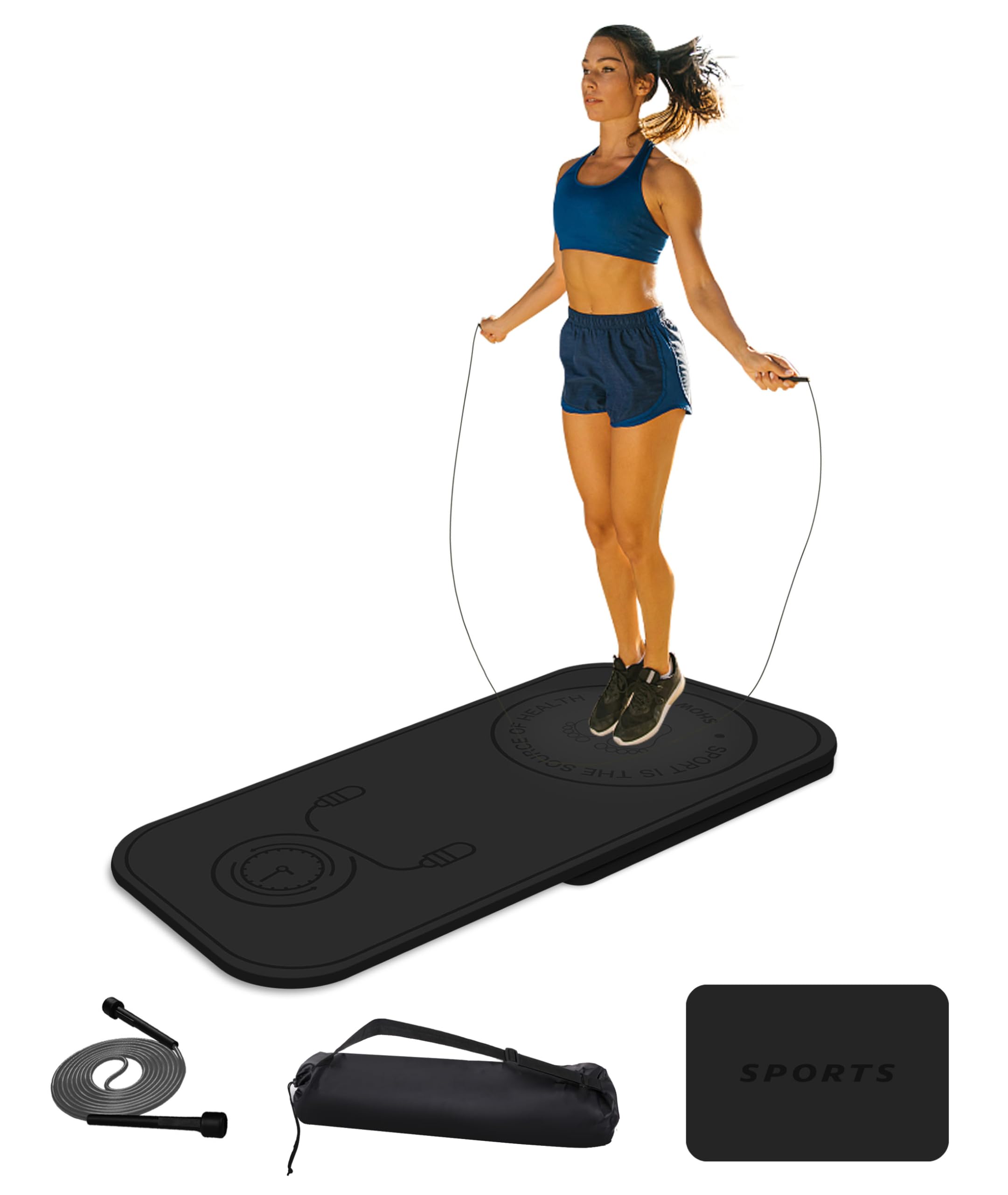 LaiEr Jump Rope Mat Set,Two pieces of Knees Protection Impact Absorption Fitness Exercise Mat Non-Slip for Home