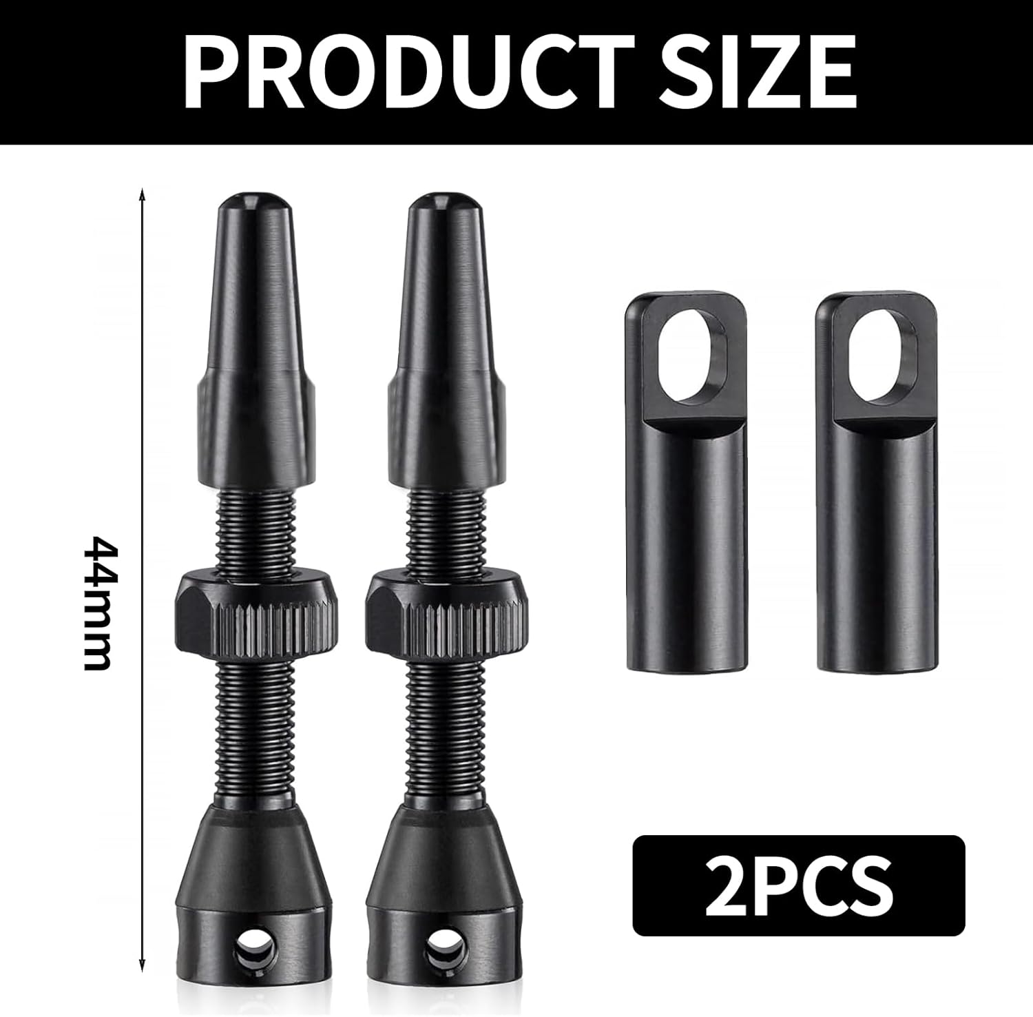 HARY 2-Pack Tubeless Presta Valves for Presta - 44mm Alloy Bike Valve Stems with Integrated Core Removal Tool for MTB/Road Bikes