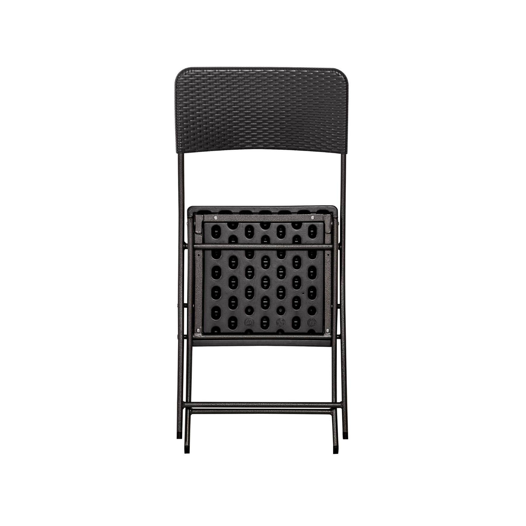 Home Source 3-Piece Outdoor Patio Folding Bistro Set, Camping Catering BBQ Picnic Party, Black