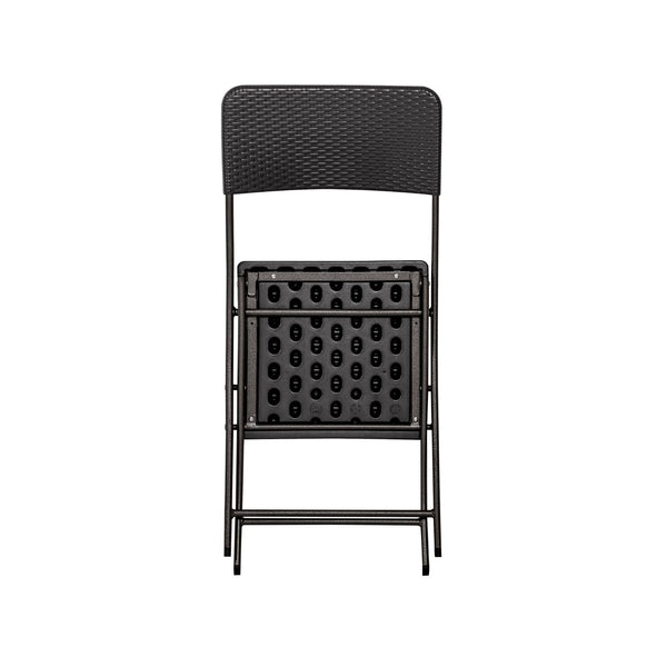 Home Source 3-Piece Outdoor Patio Folding Bistro Set, Camping Catering BBQ Picnic Party, Black