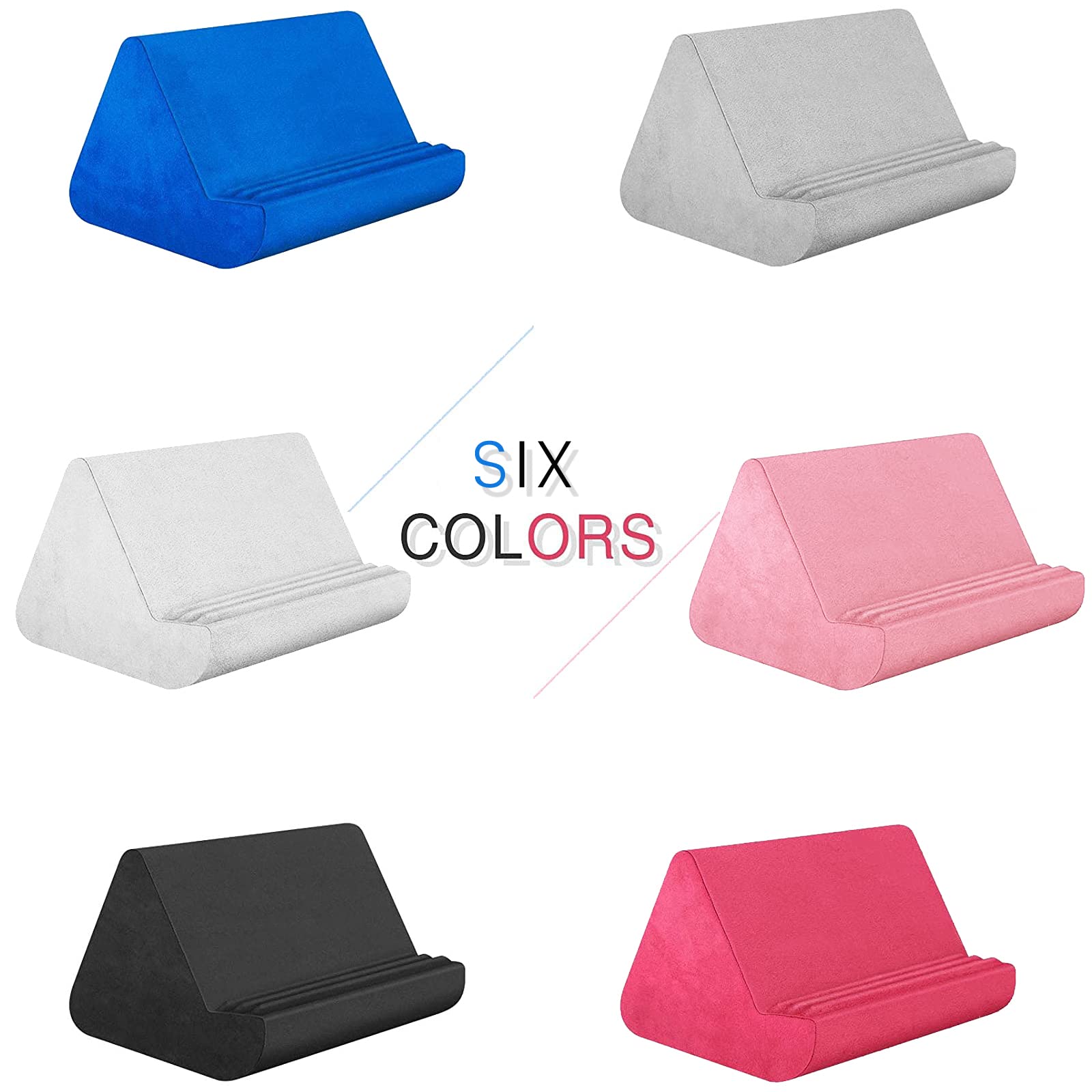 Soft Tablet Stand Pillow with Pocket,Tablet Cushion Stand,Adjustable 3 Viewing Angle,Lazy Holder Stand for Bed Sofa,Compatible with iPads Tablets eReaders Smartphones Books Magazines（Grey）…