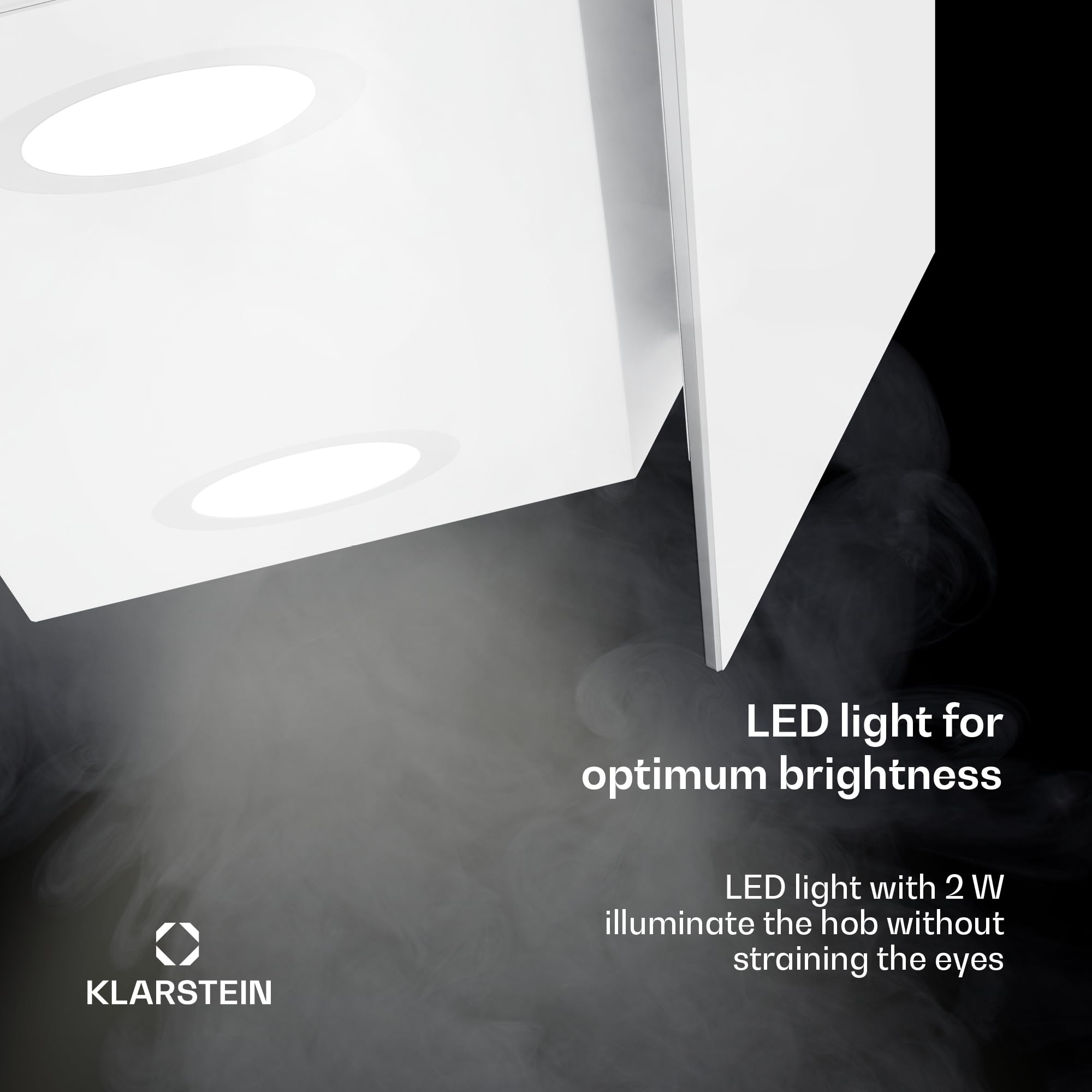 Klarstein Alina 90 Angled Cooker Hood - 600m³/h Air Flow, Touch Panel, LED Backlighting, Quiet 63dB, Energy Class A, 90cm Extractor Hood, Black