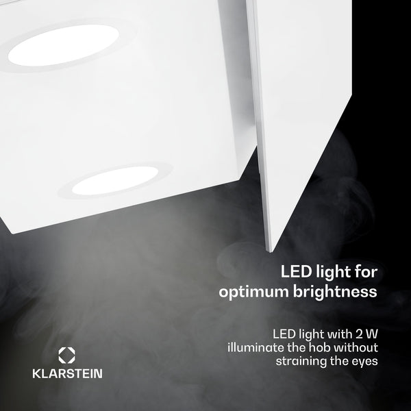 Klarstein Alina 90 Angled Cooker Hood - 600m³/h Air Flow, Touch Panel, LED Backlighting, Quiet 63dB, Energy Class A, 90cm Extractor Hood, Black