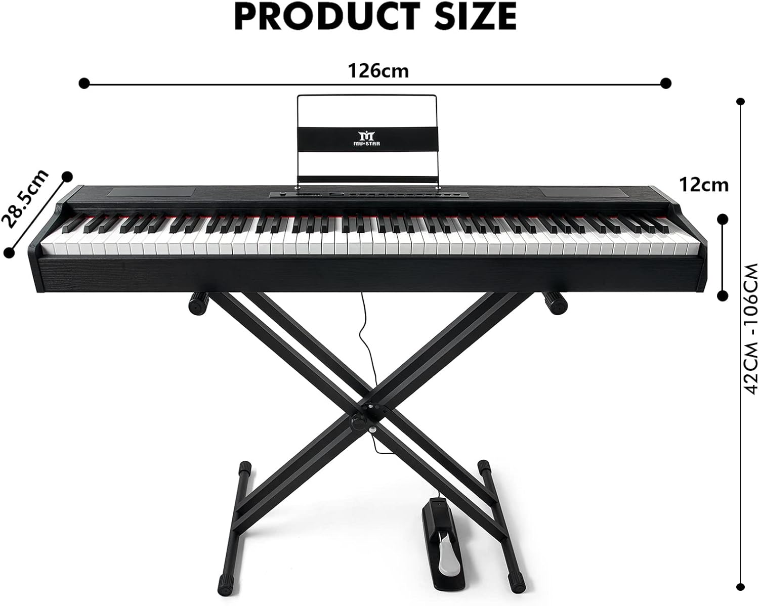MUSTAR Digital Piano 88 Weighted Keys Hammer Action, Full Size 88 Key Piano Keyboard Weighted, Electric Keyboard Piano with Bluetooth Connection, Portable Case, Sustain Pedal, White