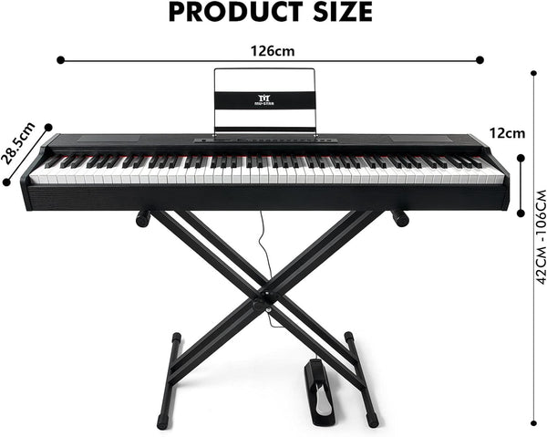 MUSTAR Digital Piano 88 Weighted Keys Hammer Action, Full Size 88 Key Piano Keyboard Weighted, Electric Keyboard Piano with Bluetooth Connection, Portable Case, Sustain Pedal, White